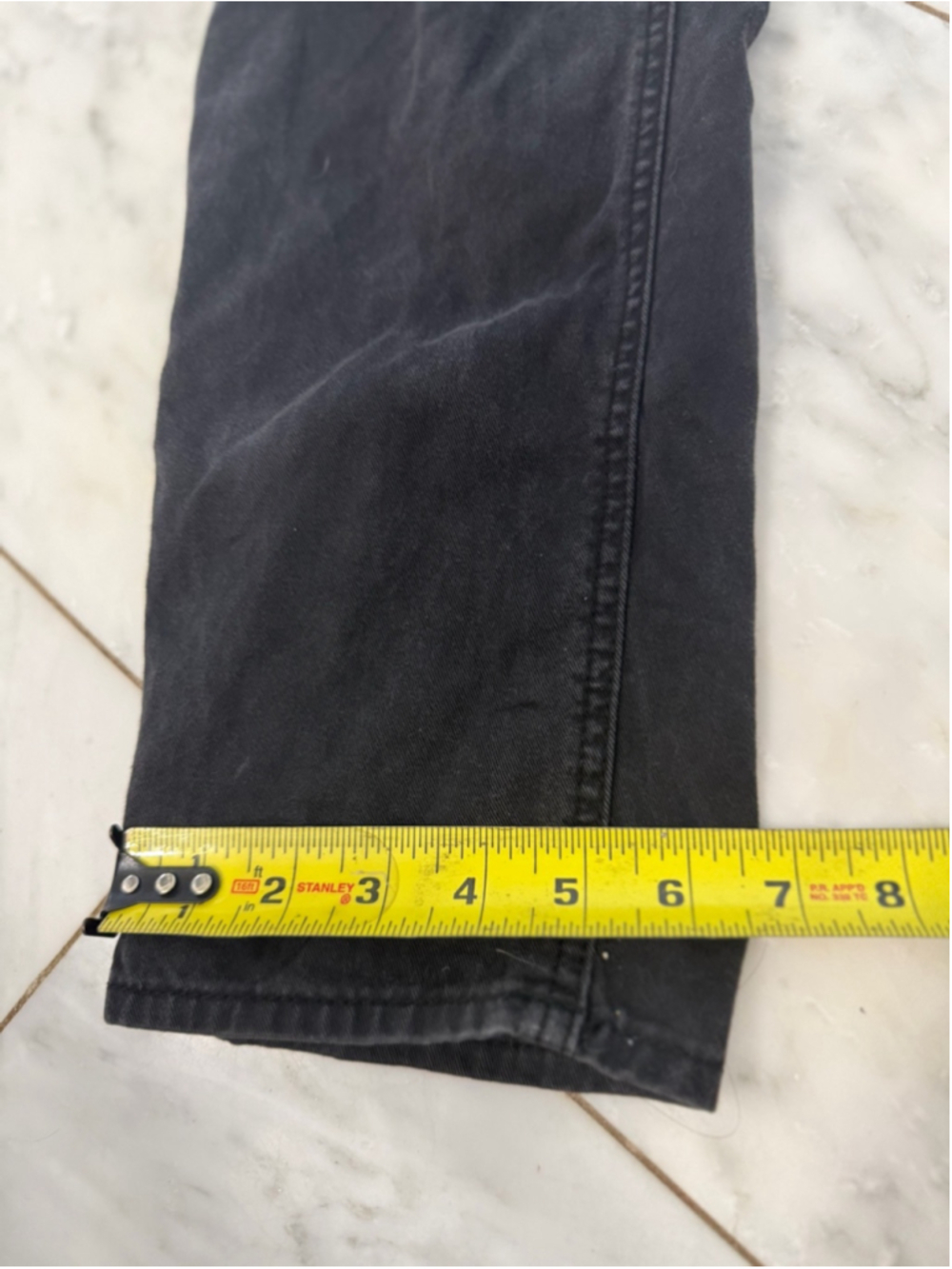 Risen Jean Los Angeles Washed Black Distressed Ankle Crop Overalls Womens Medium - Picture 11 of 15